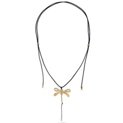 Кулон Стрекоза (текстиль черный; покрытие матовое золото 145см), Есть комплект