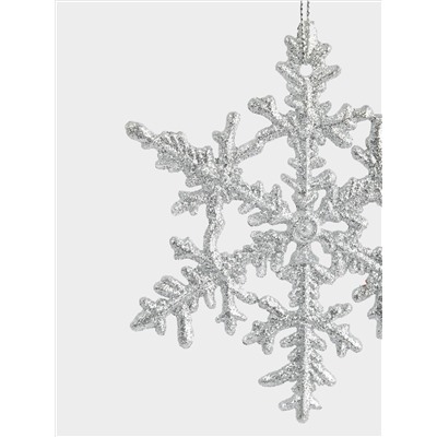 Игрушка елочная, 8 см, пластик, серебристая, Снежинка, Event