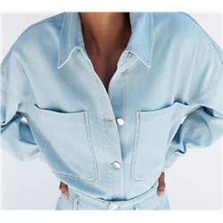 Джинсовая куртка с лацканами и накладными карманами  ZAR*A