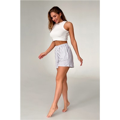 Шорты женские домашние в полоску серые