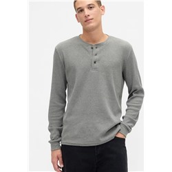 Waffle-Knit Henley T-Shirt