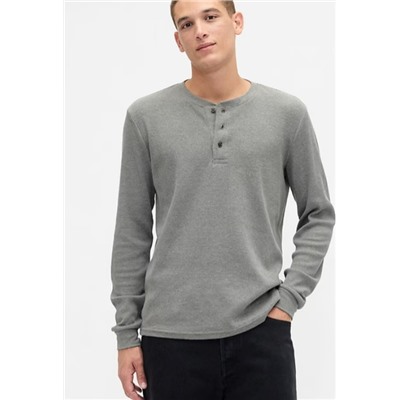 Waffle-Knit Henley T-Shirt
