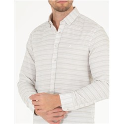 Haki Slim Fit Uzun Kollu Gömlek