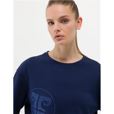 Lacivert Crop Top Sweatshirt