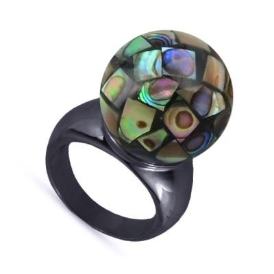 Кольцо (гелиотис 16мм; покрытие черный родий), Есть комплект