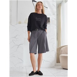 Свободный свитшот с принтом и разрезами из эластичного футера двухнитки без начеса