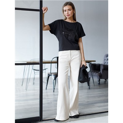 Нарядная футболка с принтом пайетками