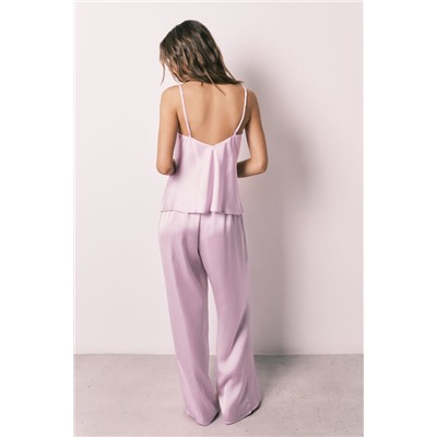 Pijama largo satén lila