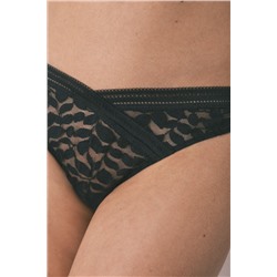 Tanga encaje cintura "V" negra