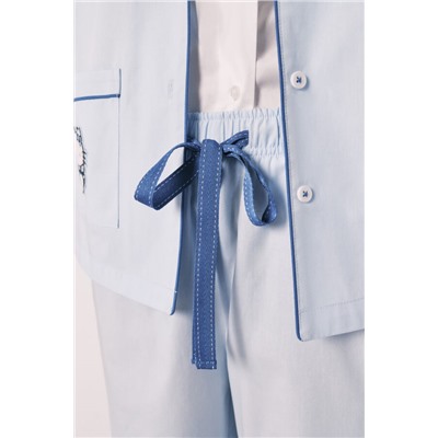 Pijama camisero Hello Kitty algodón azul