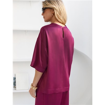 Блузка свободная из струящегося плотного сатина