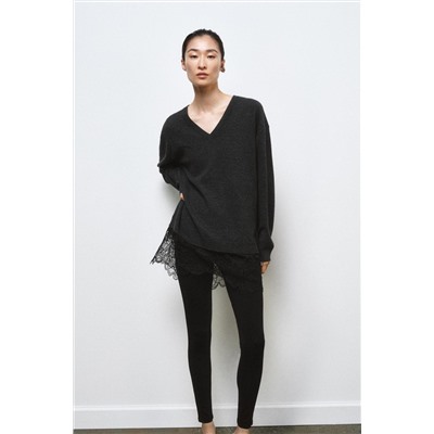 LONG KNIT JUMPER WITH LACE DETAIL