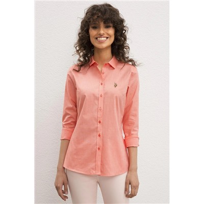 Kadın Nar Çiçeği Uzun Kollu Basic Gömlek