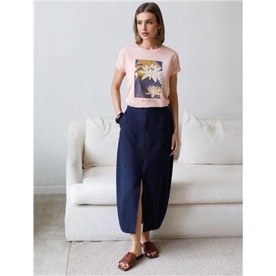 Свободная футболка с принтом из премиального хлопка с эластаном