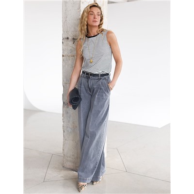 Топ в полоску из премиального хлопка с эластаном