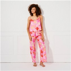 Pantalón ancho con estampado de satén
