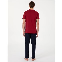 Bordo Kısakol Pijama Takımı