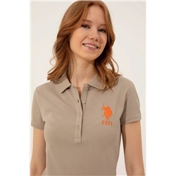 Kadın Haki Basic Polo Yaka Tişört