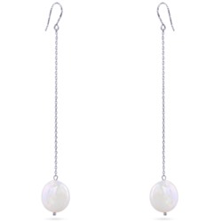 Серьги (жемчуг барочный белый 15мм; покрытие родий), Есть комплект