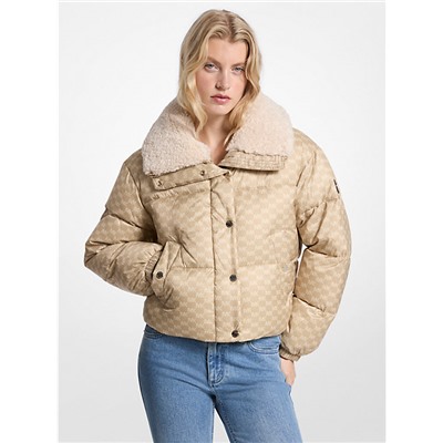 Michael Kors Outlet Logo Print and Sherpa Puffer Jacket