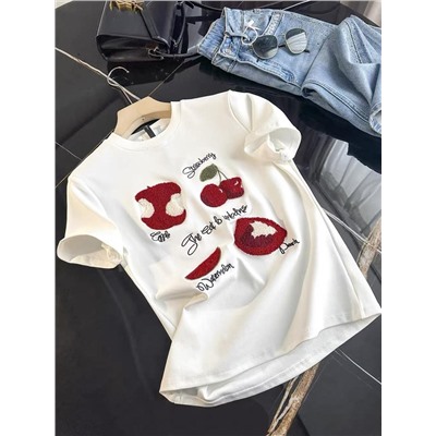 Стильная футболка с яркой вышивкой ягод и фруктов 🍒