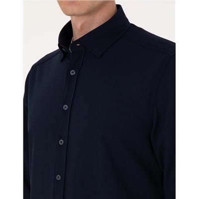 Lacivert Slim Fit Uzun Kollu Gömlek