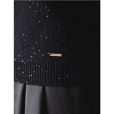 Джемпер поло с застежкой на пуговицы из хлопковой пряжи с пайетками