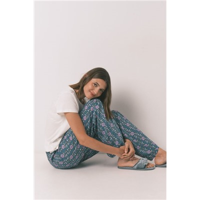 Pantalón largo viscosa print flores