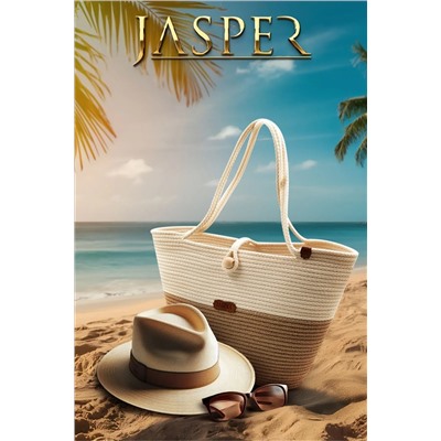 JASPER, Jüt İp Bej Çok Amaçlı Seyahat Piknik Plaj Çantası