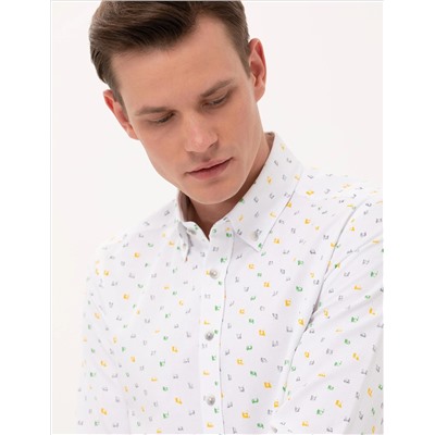 Açık Yeşil Slim Fit Uzun Kollu Gömlek