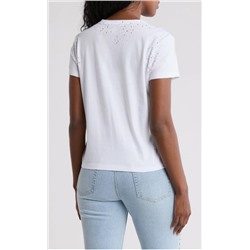 Scattered Rhinestone Cotton T-Shirt DKNY Jeans