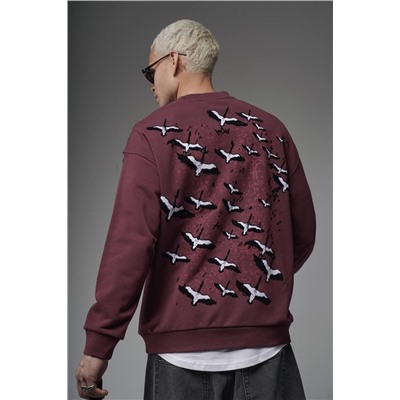 Свитшот  журавли бордо