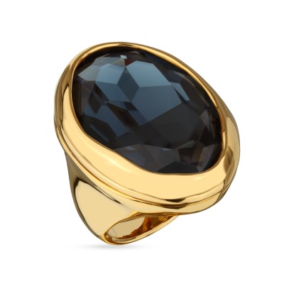 Кольцо Грация (кристаллы SW 30х22 темно-синие; покрытие золото), Есть комплект