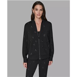 KARL LAGERFELD PARIS Women's Logo Detail Long Sleeve Jacket