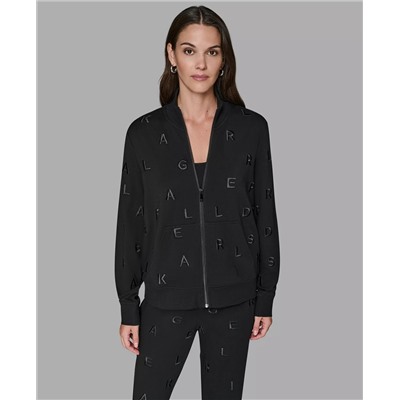 KARL LAGERFELD PARIS Women's Logo Detail Long Sleeve Jacket