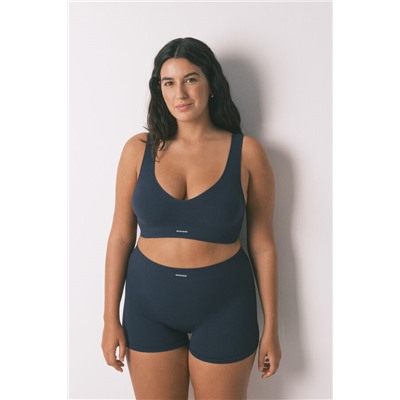 Top sin costuras LOVELY canalé azul oscuro