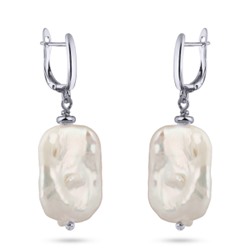 Серьги Гевея (жемчуг белый; покрытие родий), Есть комплект