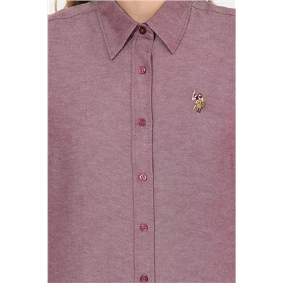 Kadın Vişne Uzun Kollu Basic Gömlek