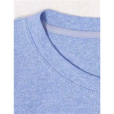 Лонгслив облегающий из фактурного трикотажа в рубчик с круглым вырезом на пуговицах