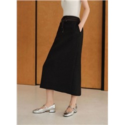 Женская фактурная шерстяная юбка-миди