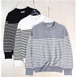 Мужской элегантный шерстяной свитер в полоску  АЙСИК*Л