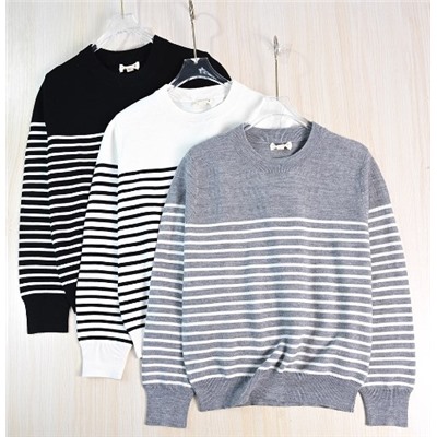 Мужской элегантный шерстяной свитер в полоску  АЙСИК*Л