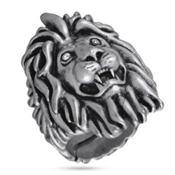 Кольцо лев (кристаллы SW белые; покрытие античное серебро), Есть комплект