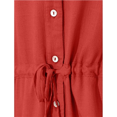 Свободная блузка с кулиской на талии изо льна с вискозой