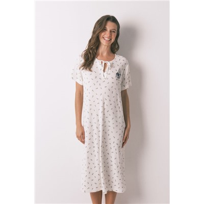 Camisón holgado midi canalé blanco Mafalda
