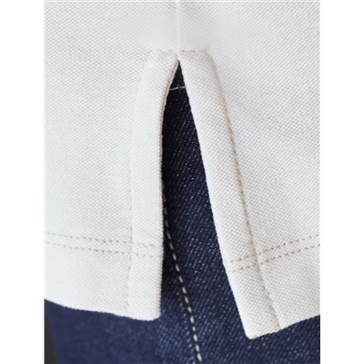 Футболка поло с плетеным воротником на пуговицах из эластичного хлопка