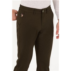 Erkek Koyu Haki Kanvas Pantolon