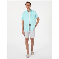 Gri Slim Fit Gofre Dokuma Şort