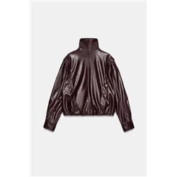 LEATHER EFFECT JACKET WITH PLEATS