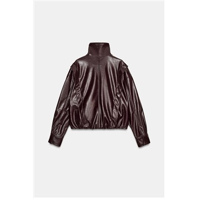 LEATHER EFFECT JACKET WITH PLEATS